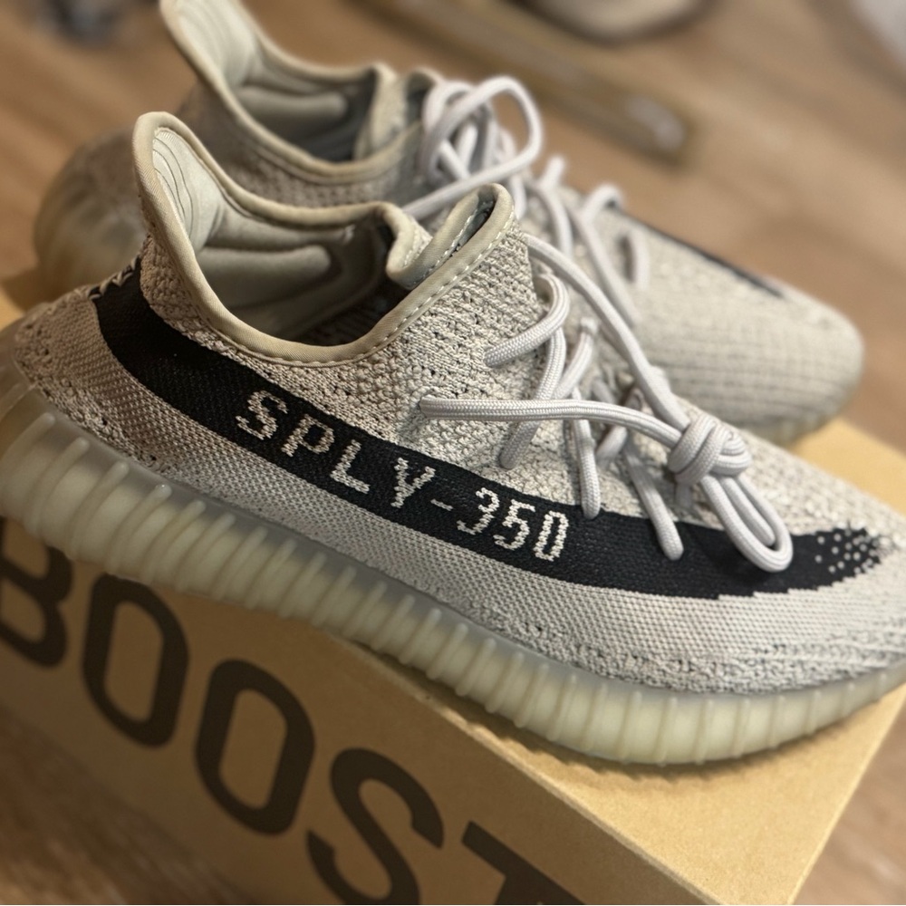 Yeezy Knit Sneakers with Black Stripe